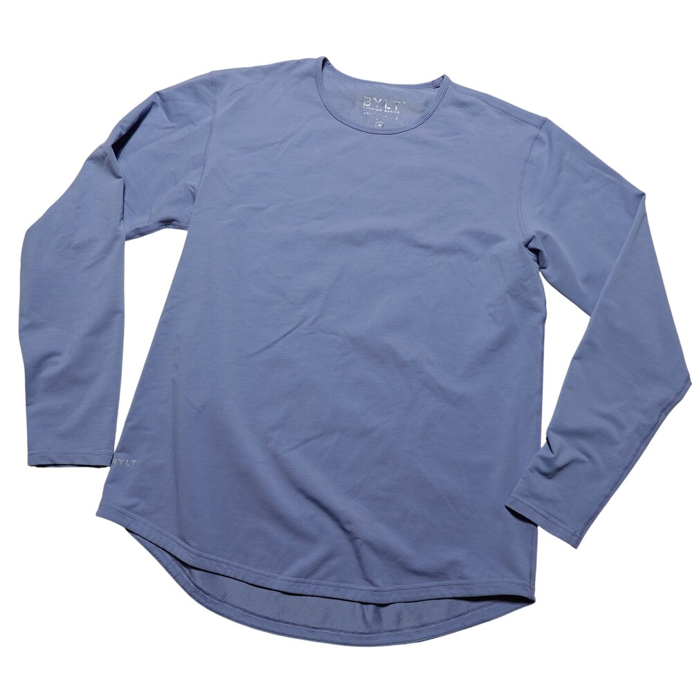 BYLT Shirt Mens Medium Blue Long Sleeve Lux Drop-Cut Curved Hem Tee Top